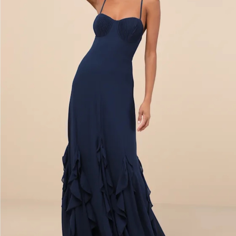 Elegant Navy Blue Evening Gown